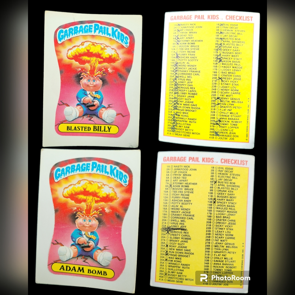 ORIGINAL Adam Bomb and Blasted Billy Garbae Pail Kid Cards